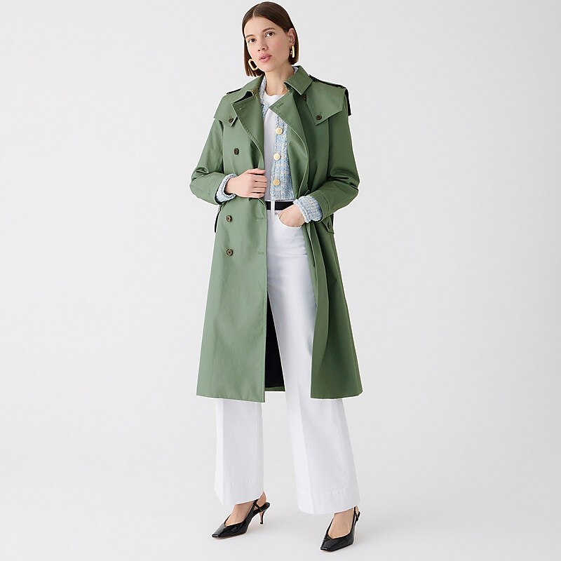 Women\'s J.Crew Double-breasted trench Coats Green USA NBVUAIK13