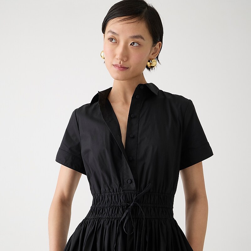 Women's J.Crew Elena cotton poplin Shirtdress Black USA LUYGQJI15