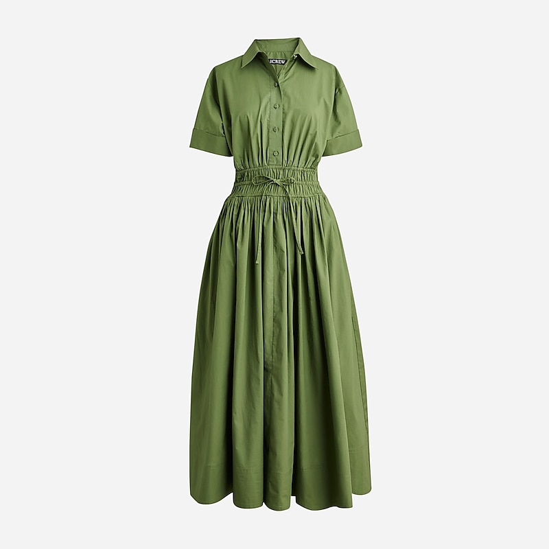 Women\'s J.Crew Elena cotton poplin Shirtdress Green USA QVNPBRK06