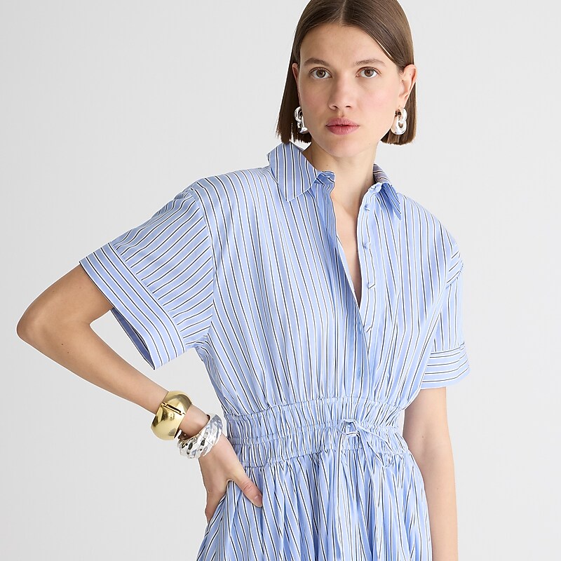 Women's J.Crew Elena cotton poplin Shirtdress Blue USA ACQVWSG86