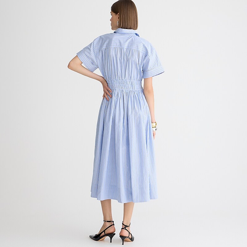 Women's J.Crew Elena cotton poplin Shirtdress Blue USA ACQVWSG86