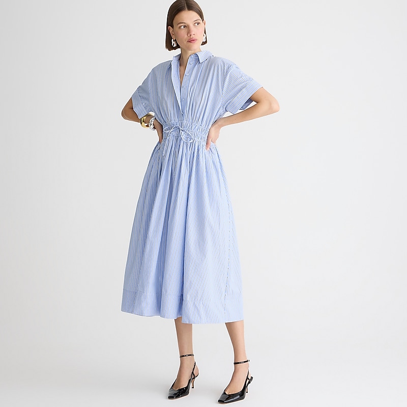 Women\'s J.Crew Elena cotton poplin Shirtdress Blue USA ACQVWSG86