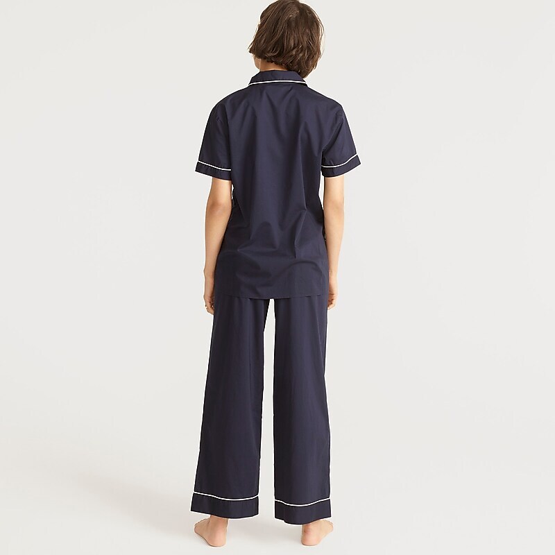 Women's J.Crew End-on-end cotton short-sleeve Pajama Set Pajamas Navy USA PIMSHCT65