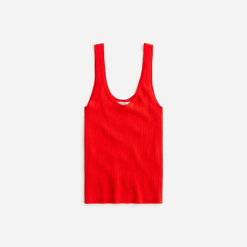 Women\'s J.Crew Featherweight cashmere ribbed Tank Tops Red USA GXDNOIC15