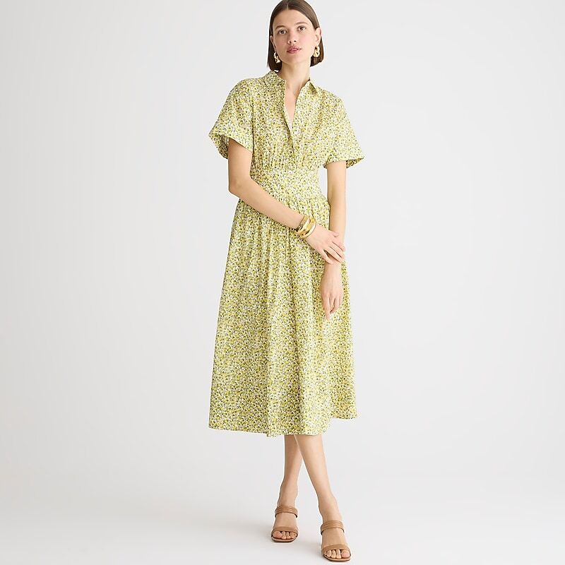 Women\'s J.Crew Fitted-waist Shirtdress Elizas Yellow USA QISAEZY08