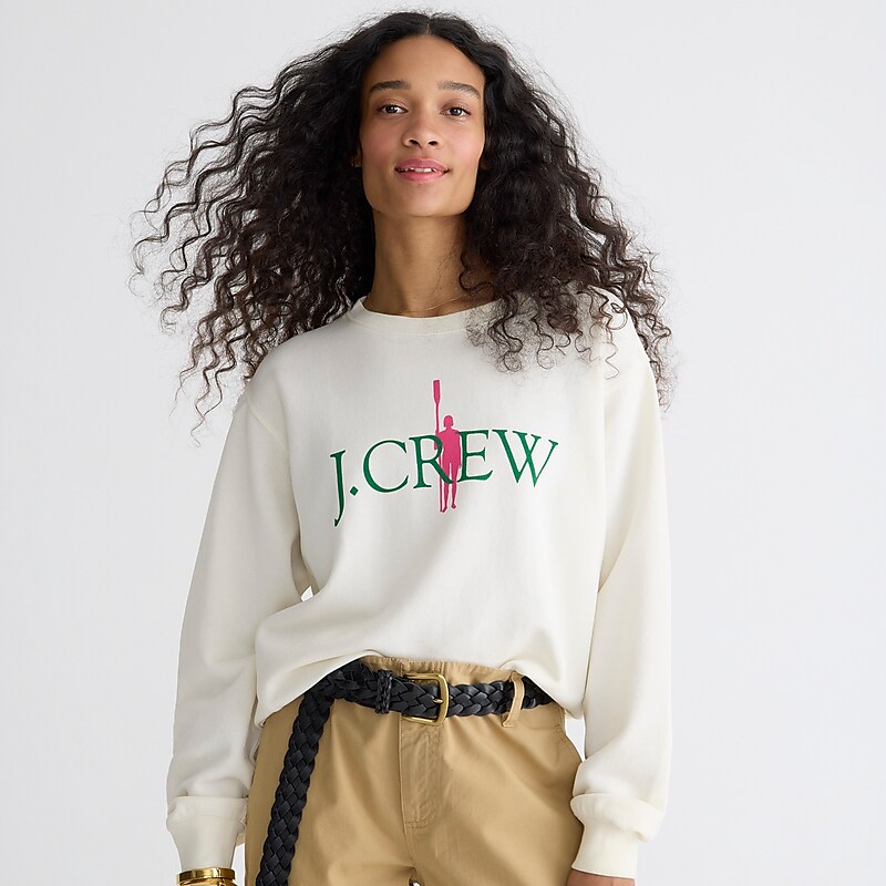 Women\'s J.Crew French terry oarsman relaxed Sweatshirts Ivory USA VPIZSYE50