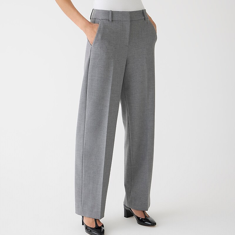 Women's J.Crew Full-length Sydney wide-leg Pants Hthr Graphite USA YXTFMOD38