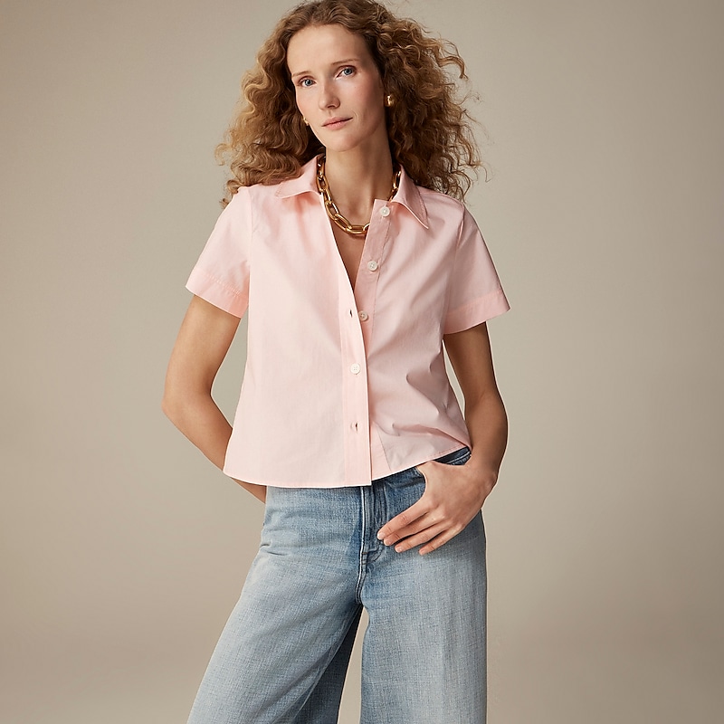 Women\'s J.Crew Gamine cotton poplin Shirts Spring Blush USA YILMWFQ03