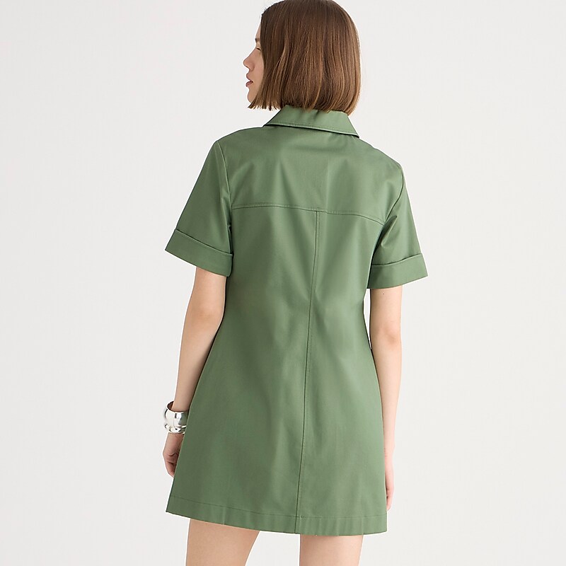 Women's J.Crew Gamine stretch twill Shirtdress Utility Green USA BNIGCDU04