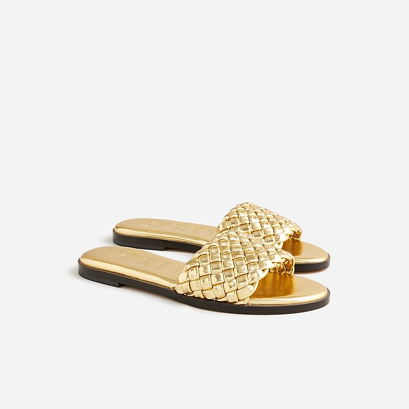 Women\'s J.Crew Georgina woven Sandals Dark Gold USA UYZHLOT56