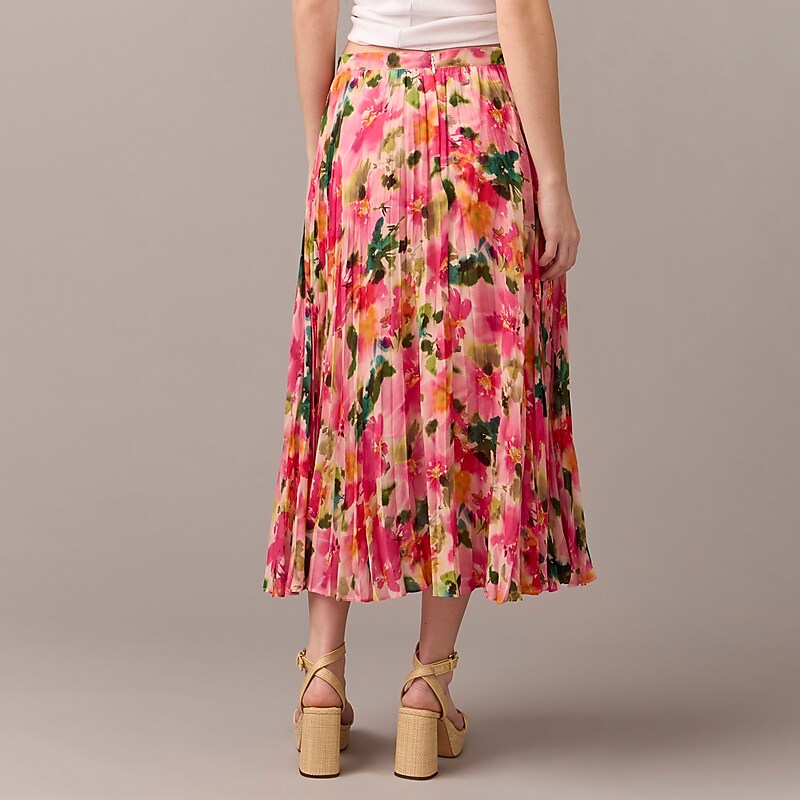 Women's J.Crew Gwyneth pleated floral chiffon Skirts Pink Multi Floral USA DTMSGJC16