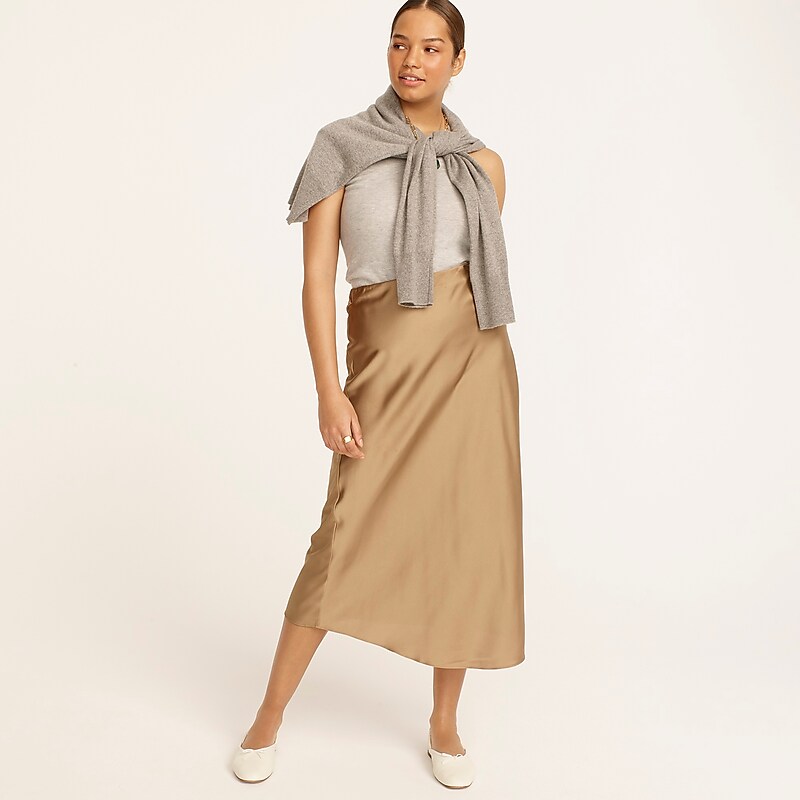 Women's J.Crew Gwyneth slip Skirts Camel USA JAGMNYZ15