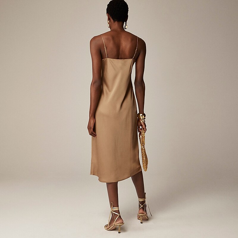 Women's J.Crew Gwyneth slip dress luster charmeuse Dress Camel USA WIDCUOT73