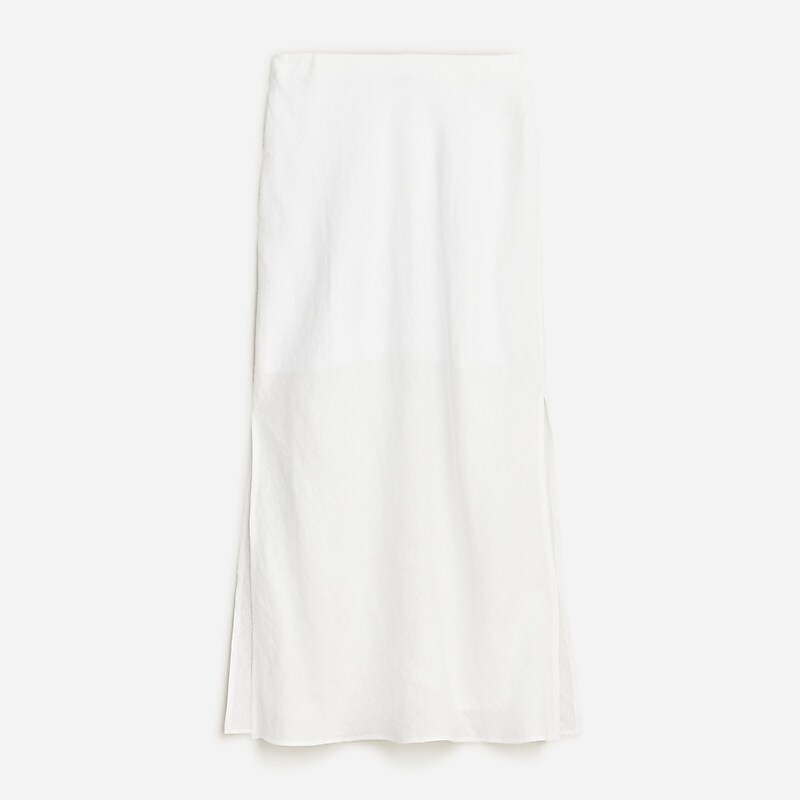 Women\'s J.Crew Gwyneth slip striped linen Skirts White USA GBWTQES81