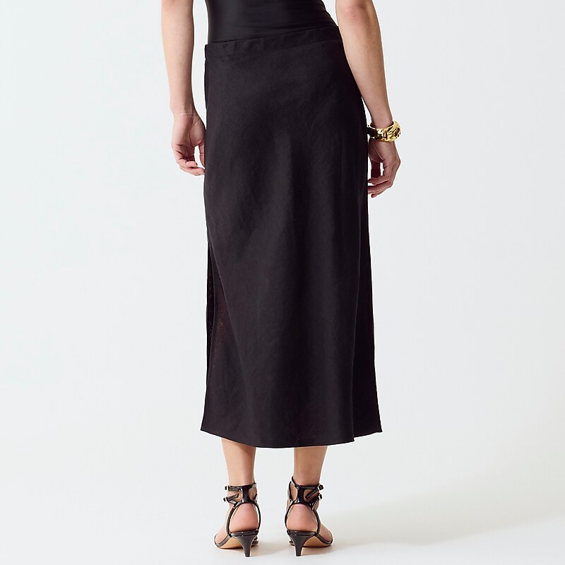 Women's J.Crew Gwyneth slip striped linen Skirts Black USA CFZYBLM38