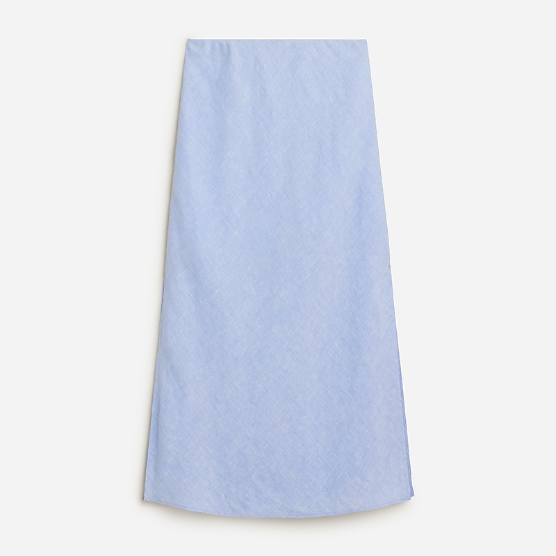 Women\'s J.Crew Gwyneth slip striped linen Skirts French Blue USA EMLXNIQ03