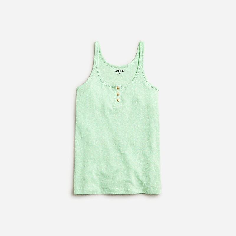 Women\'s J.Crew Henley Tank Tops Green USA ZKGPQDN36