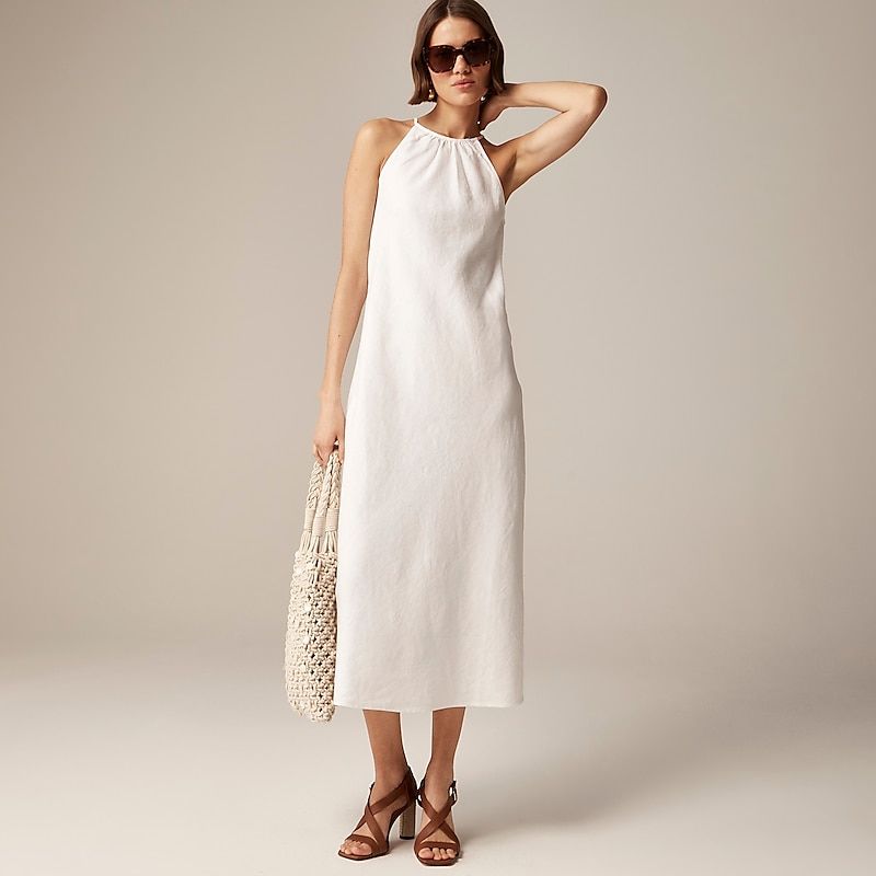 Women\'s J.Crew High-neck midi Dress White USA CBNLAPE21