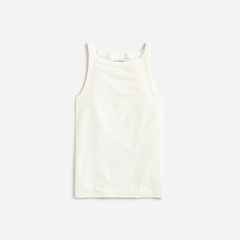 Women\'s J.Crew High-neck stretch Tank Tops Ivory USA EOFDZUB82