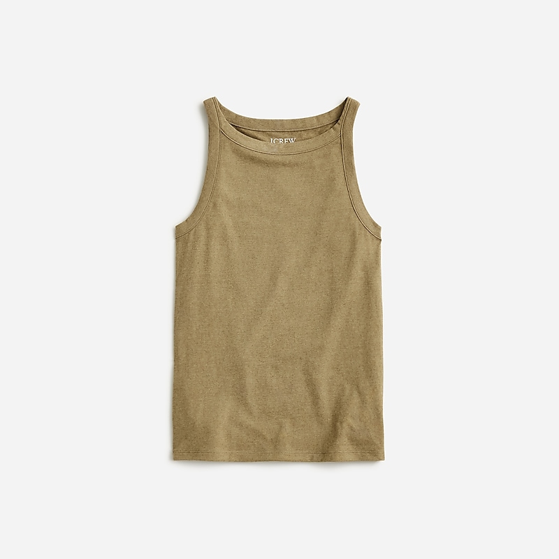 Women\'s J.Crew High-neck stretch Tank Tops Olive USA XAGWLHM75