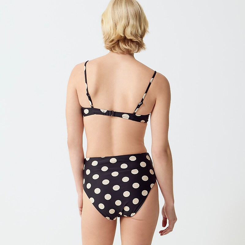 Women's J.Crew High-rise full-coverage Bikini Bottom Black Dot USA EQZBXTC23