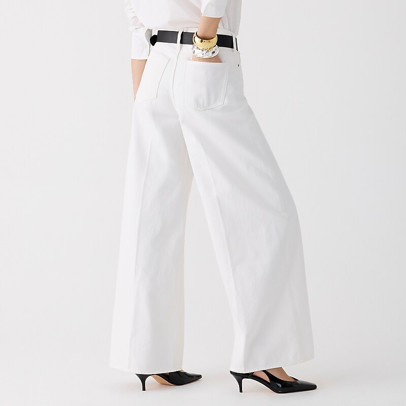 Women's J.Crew High-rise superwide-leg Jeans White Denim USA FDHUBWE85