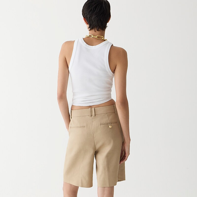 Women's J.Crew High-rise trouser Shorts Harvest Flax USA RCYBZNT48