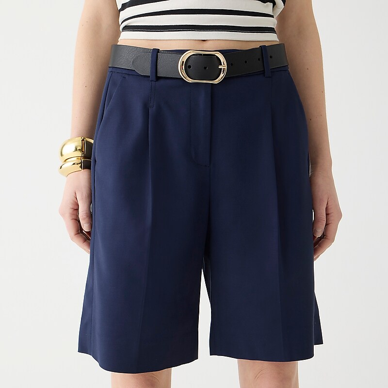 Women's J.Crew High-rise trouser Shorts Navy USA XVFCEDB27