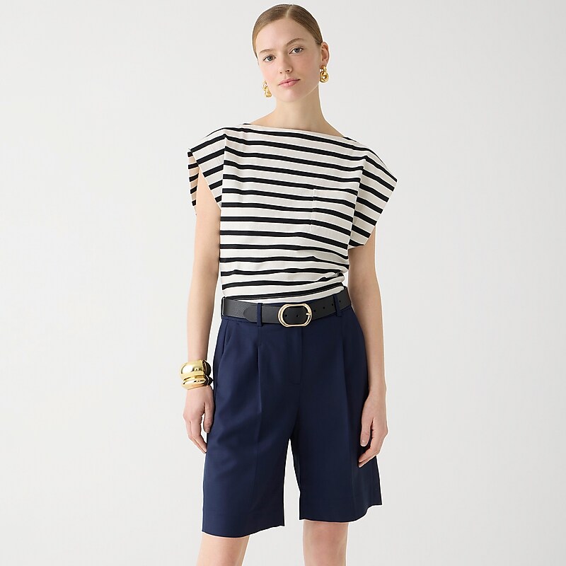 Women\'s J.Crew High-rise trouser Shorts Navy USA XVFCEDB27