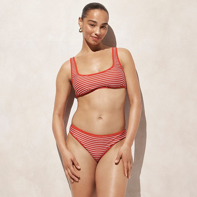 Women's J.Crew Hipster full-coverage Bikini Bottom Vintage Red USA PCLNIVK30