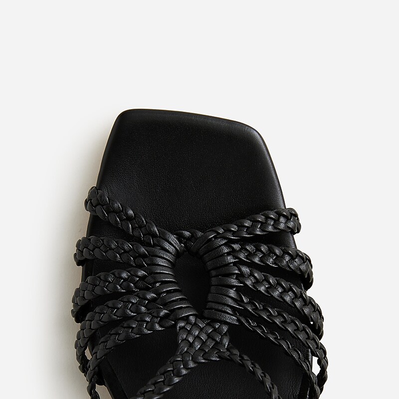 Women's J.Crew Layne braided heels Sandals Black USA AUBYSVF70