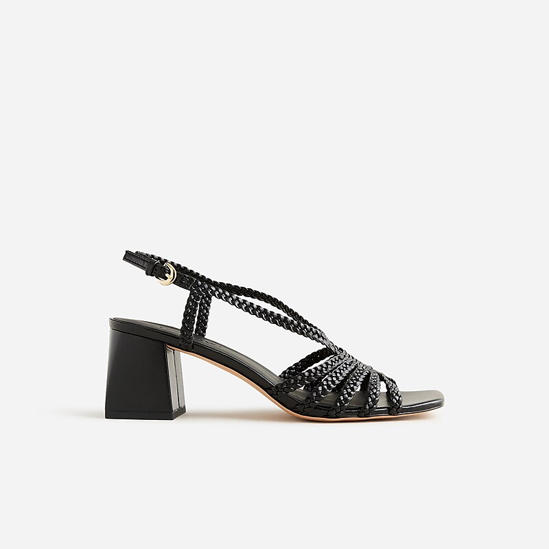 Women's J.Crew Layne braided heels Sandals Black USA AUBYSVF70