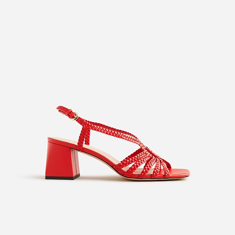 Women's J.Crew Layne braided heels Sandals Red USA WPMIFJY51