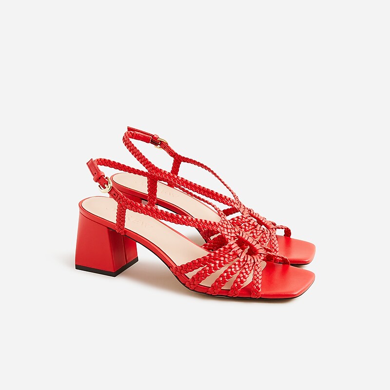 Women\'s J.Crew Layne braided heels Sandals Red USA WPMIFJY51