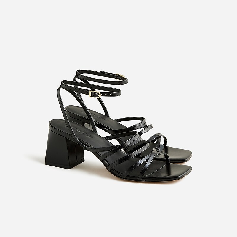 Women\'s J.Crew Layne strappy heels Sandals Black USA FEKLZDY90