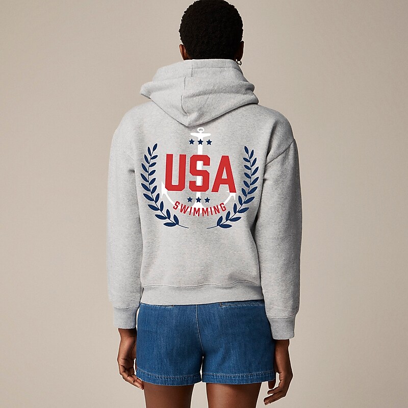 Women's J.Crew Limited-edition USA Swimming® X J.Crew heritage fleece Hoodie Usa Swimming Sweatshirt USA DNQLIZJ49