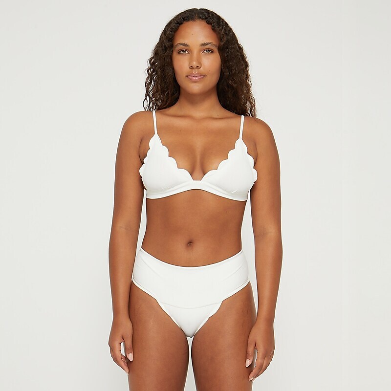 Women's J.Crew MARYSIA Santa Clara Bikini Top White USA AKJMCFV97