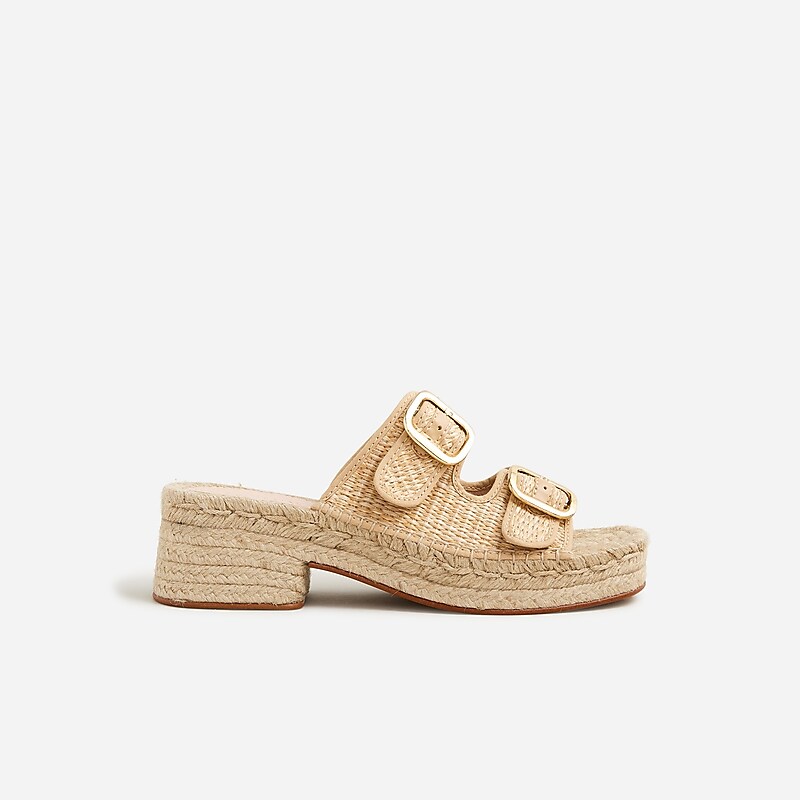 Women's J.Crew Made-in-Spain block-heel faux raffia Espadrilles Natural USA IDCOEQV51