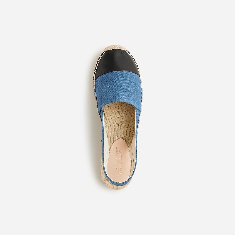 Women's J.Crew Made-in-Spain cap toe slingback Espadrilles Washed Denim USA TNQCIEY19