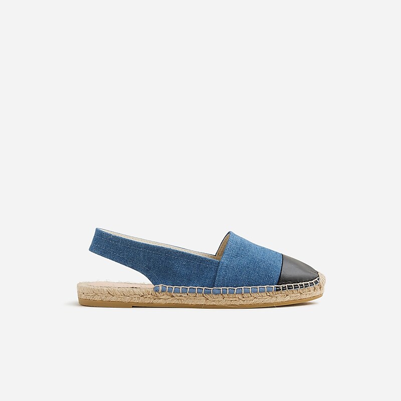 Women's J.Crew Made-in-Spain cap toe slingback Espadrilles Washed Denim USA TNQCIEY19