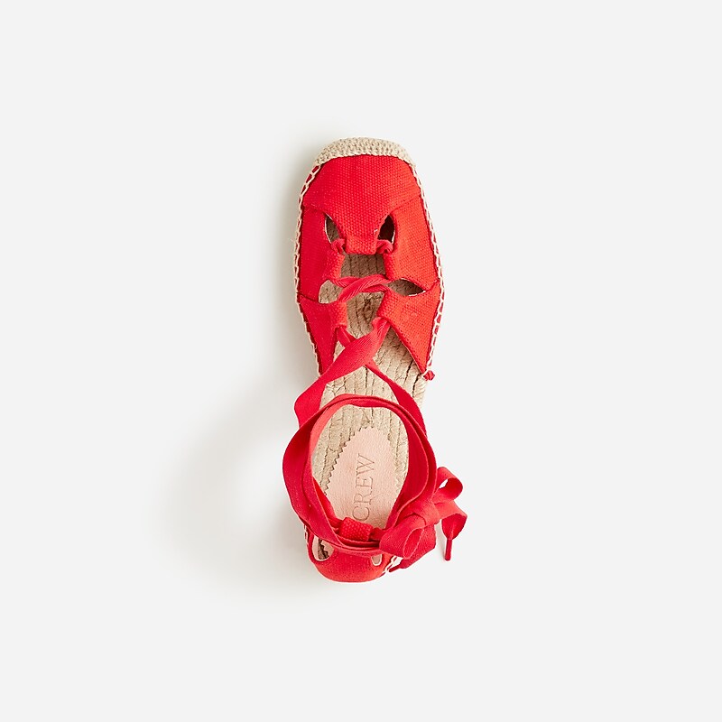 Women's J.Crew Made-in-Spain cutout lace-up Espadrilles Vintage Red USA USXVCLA08