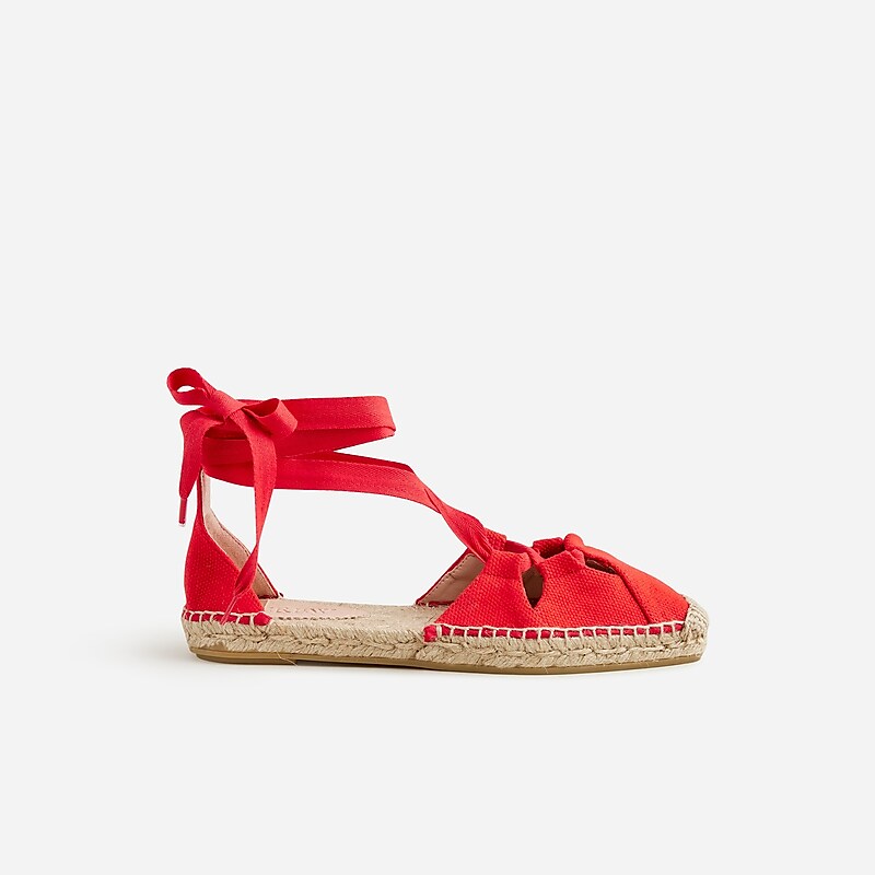 Women's J.Crew Made-in-Spain cutout lace-up Espadrilles Vintage Red USA USXVCLA08