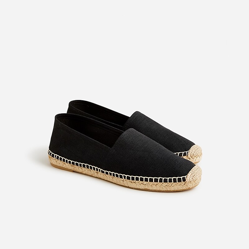 Women\'s J.Crew Made-in-Spain flats Espadrilles Black USA BENQRHC56