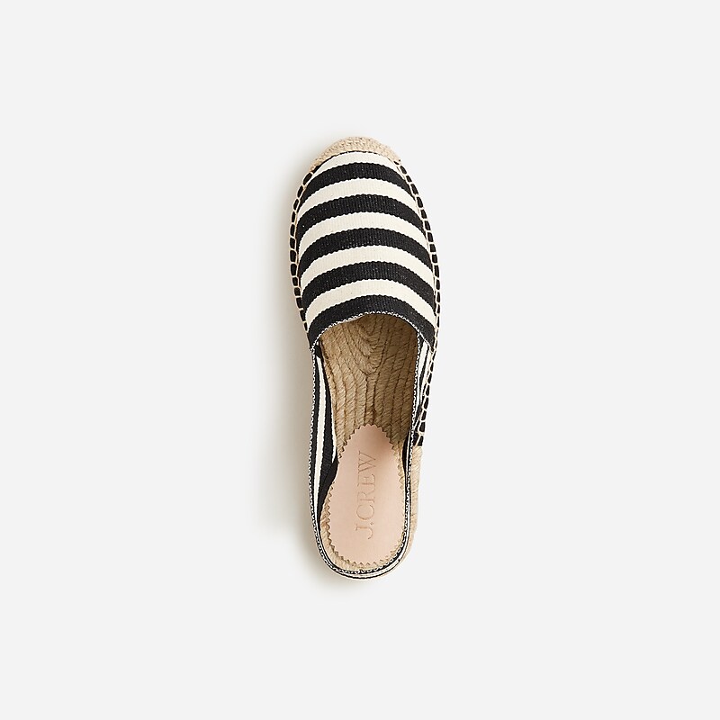 Women's J.Crew Made-in-Spain slingback espadrille Sandals Black Ivory USA HXRIQLS23