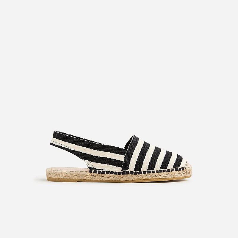 Women's J.Crew Made-in-Spain slingback espadrille Sandals Black Ivory USA HXRIQLS23