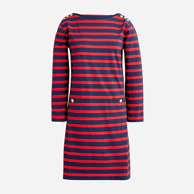 Women\'s J.Crew Mariner cloth with gold buttons Shirtdress Carter Stripe Evening R USA VFQCEZB98