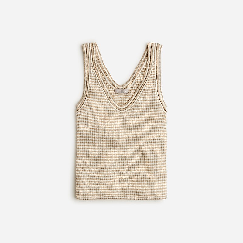 Women\'s J.Crew Merino-linen blend sweater Tank Tops Khaki White Ivory USA UONBLYX61