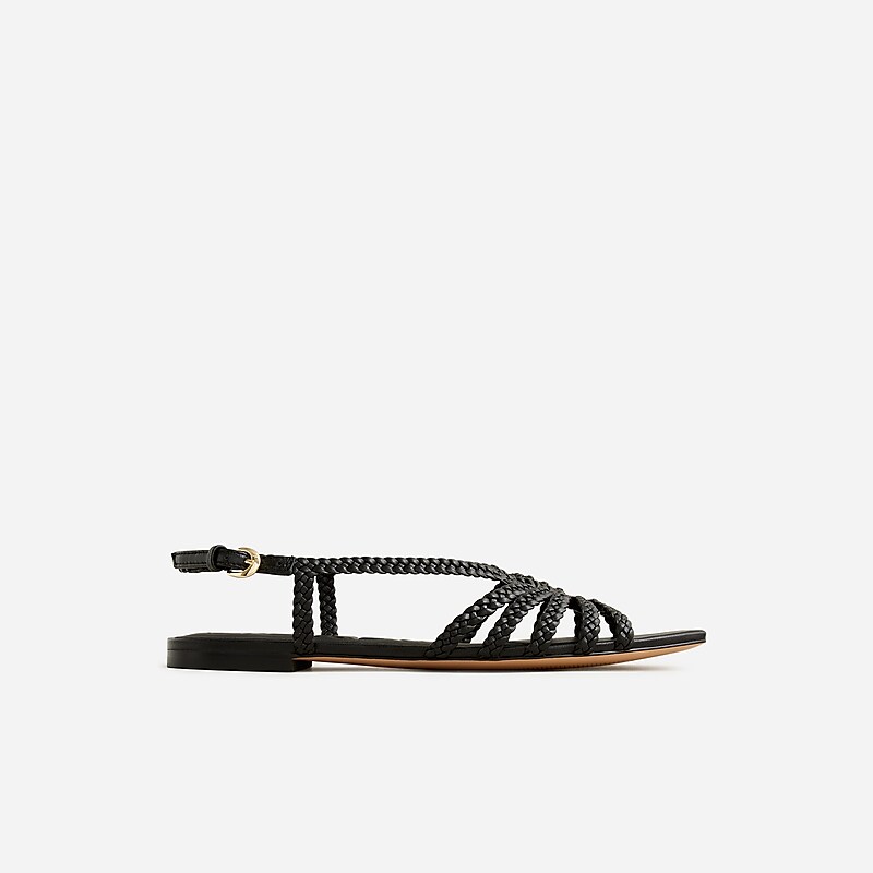 Women's J.Crew New Capri braided Sandals Black USA KCLSTHR15