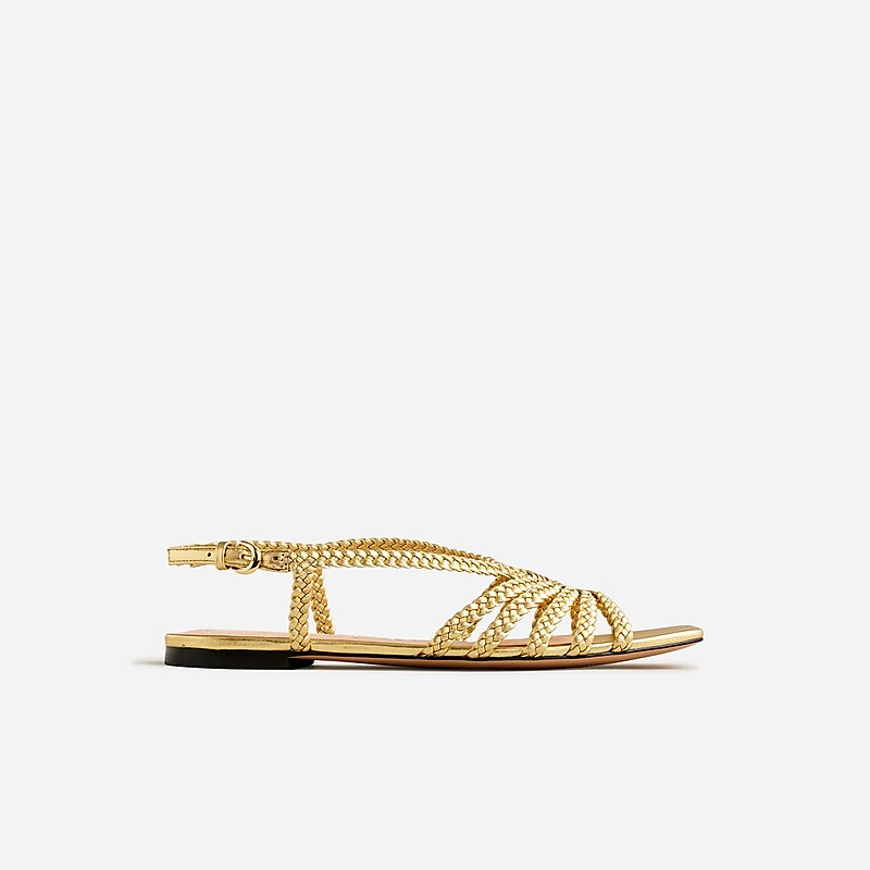 Women's J.Crew New Capri braided Sandals Dark Gold USA BHNPKGQ53