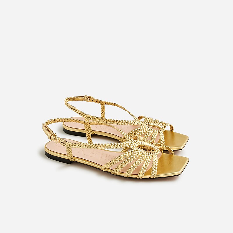 Women\'s J.Crew New Capri braided Sandals Dark Gold USA BHNPKGQ53